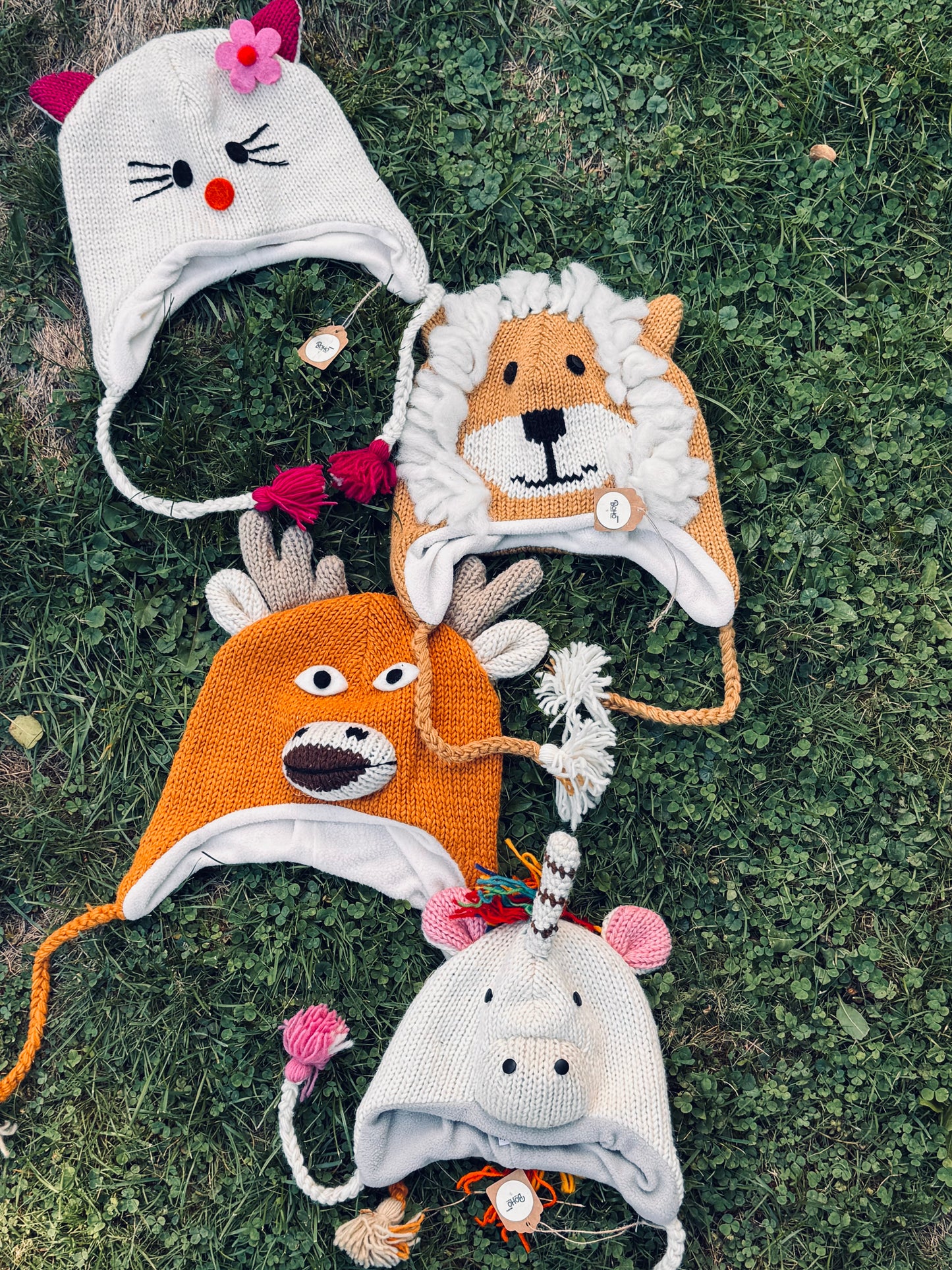 Handmade Animal Knit Hat – Cozy Winter Collection 🦁🦄🦌🐱