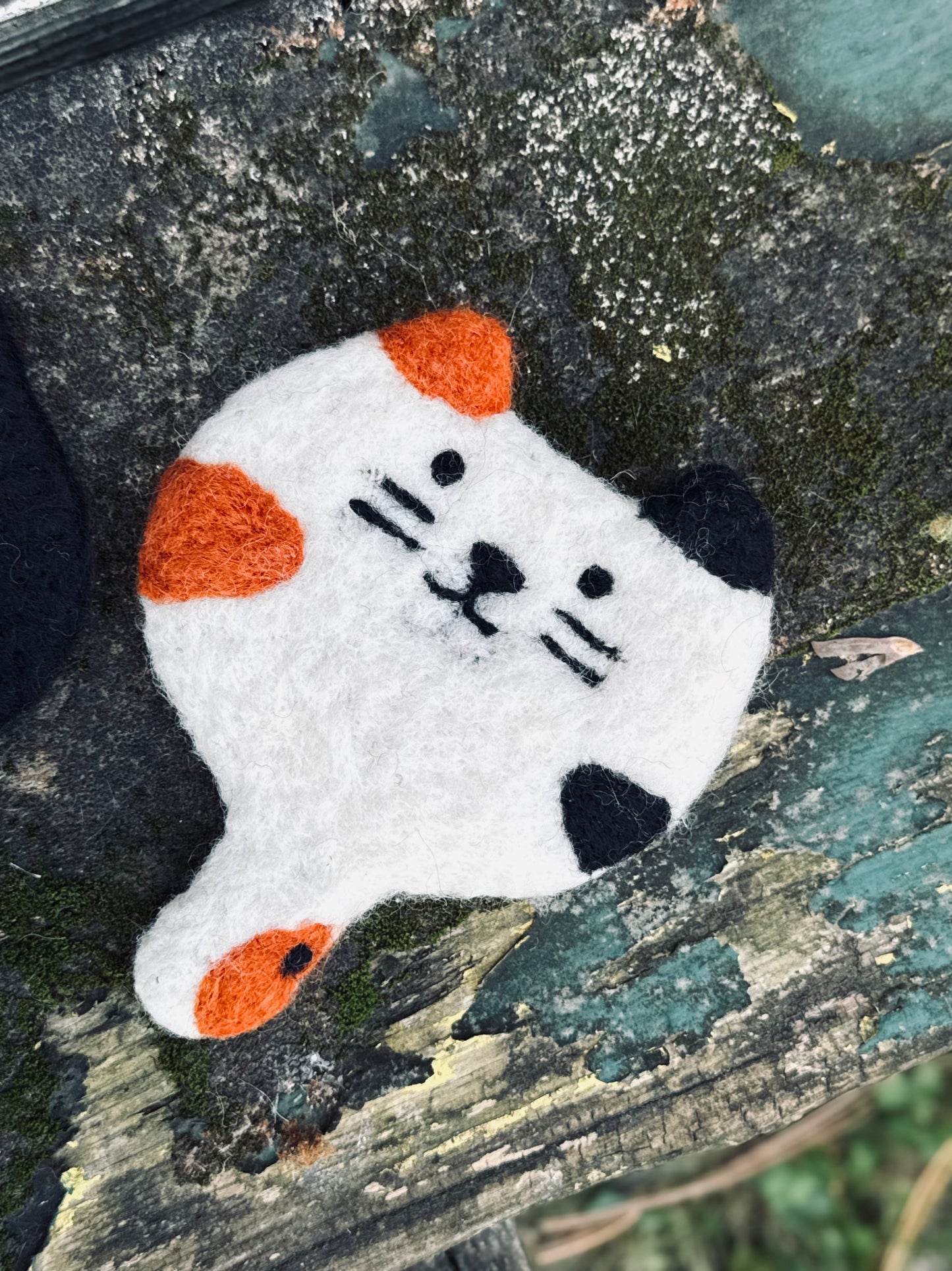 Handmade Felt Cat Coaster – Meow Trio Collection 🐱🐾