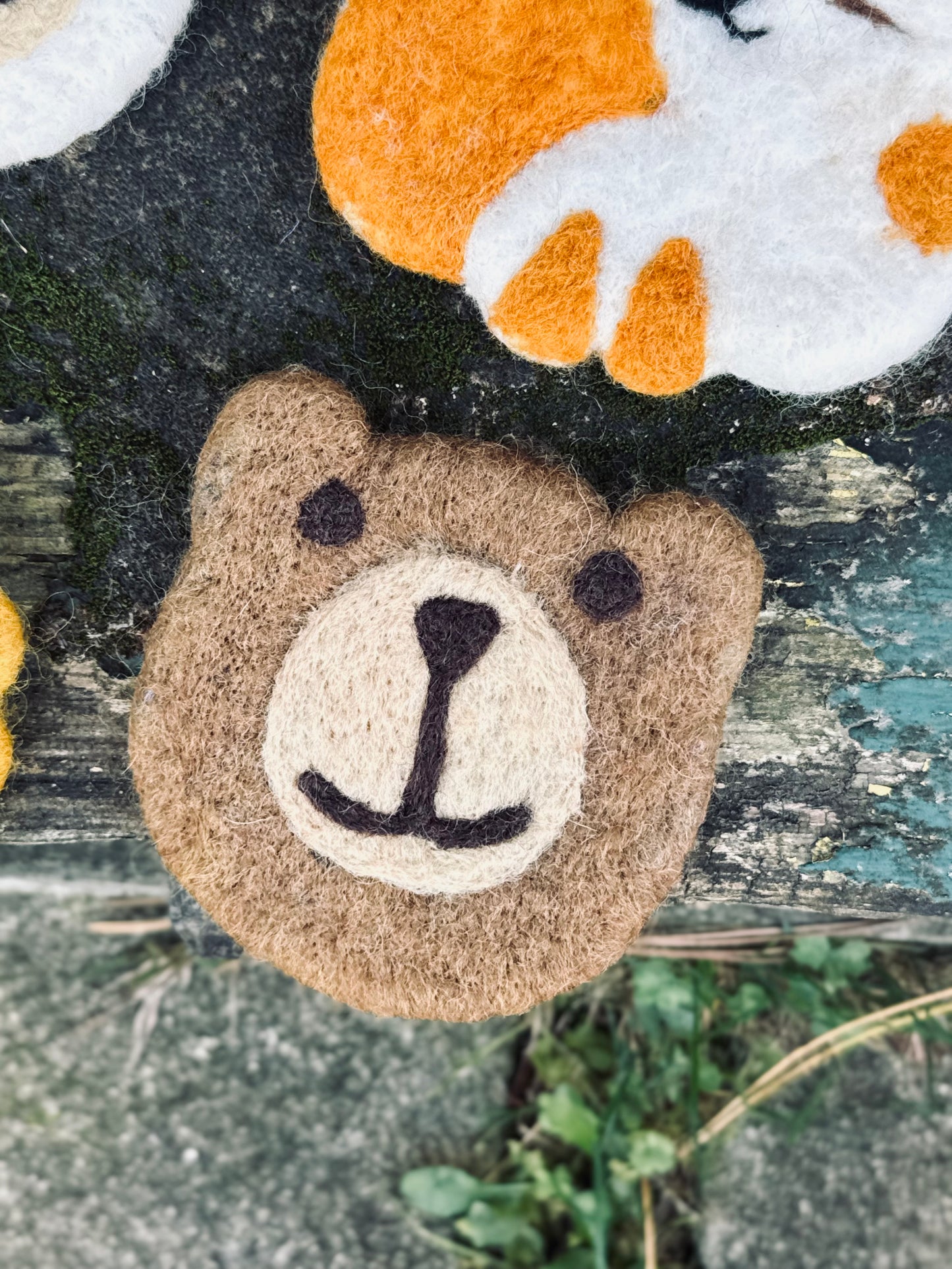 Handmade Felt Animal Face Coaster – Mini Friends Collection 🐰🐻🦁🐱