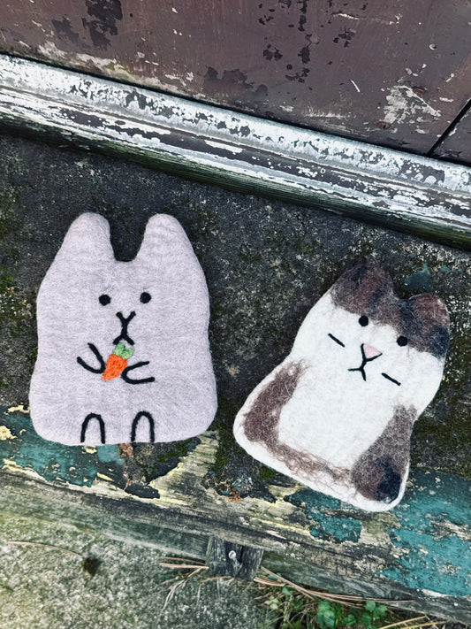 Handmade Felt Coaster – Cute Pets Edition 🐰🐹