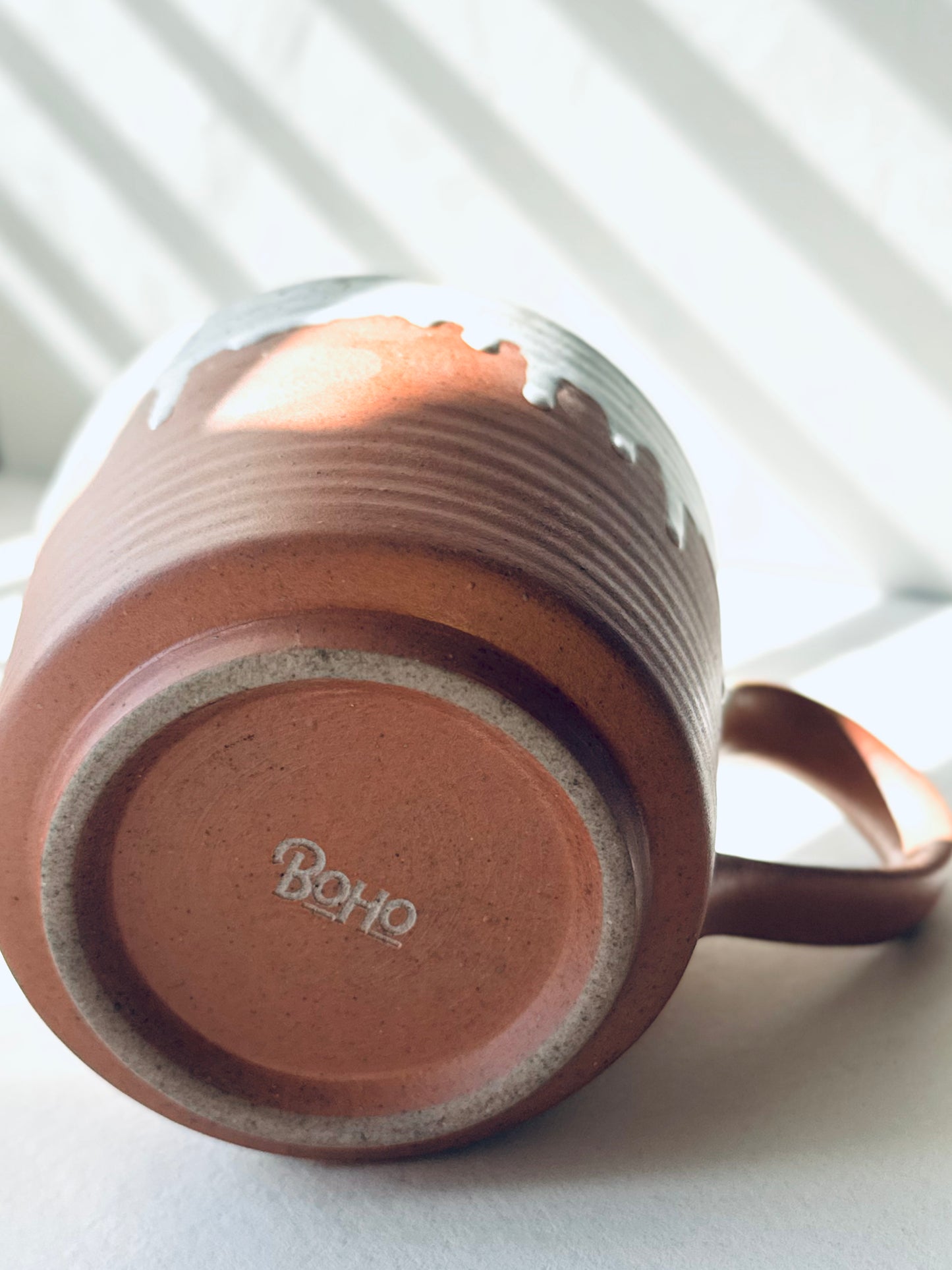 BoHo Bronte Clay Flow Mug – White Drip Edition
