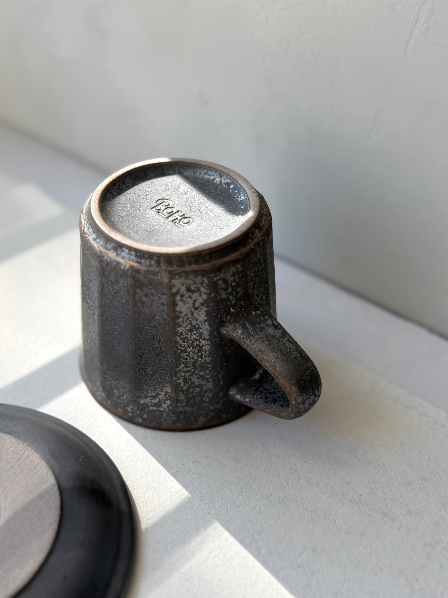 Artisan Coffee Cup & Saucer – Black Metallic Edition