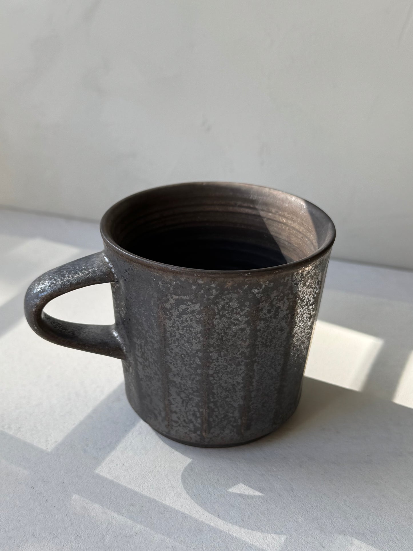 Artisan Coffee Cup & Saucer – Black Metallic Edition