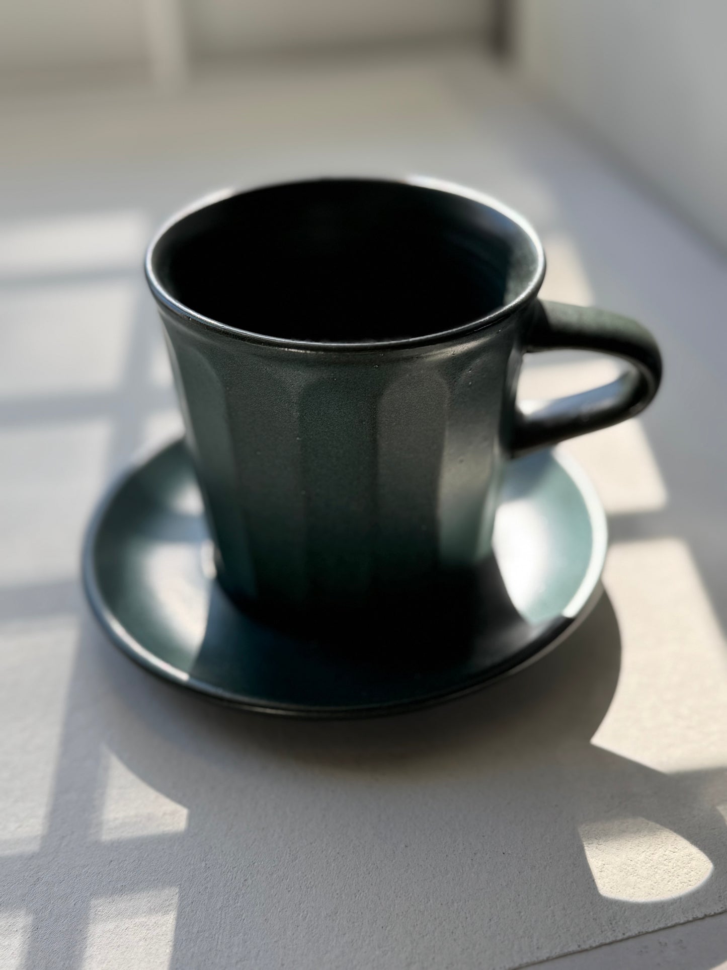Artisan Coffee Cup & Saucer – Teal Ocean Edition