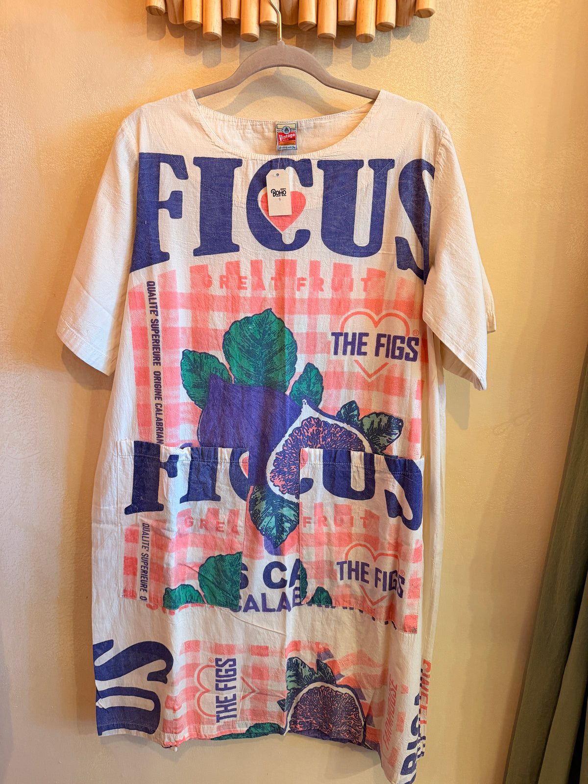 Vintage Vineyard Print Washed Cotton Dress
