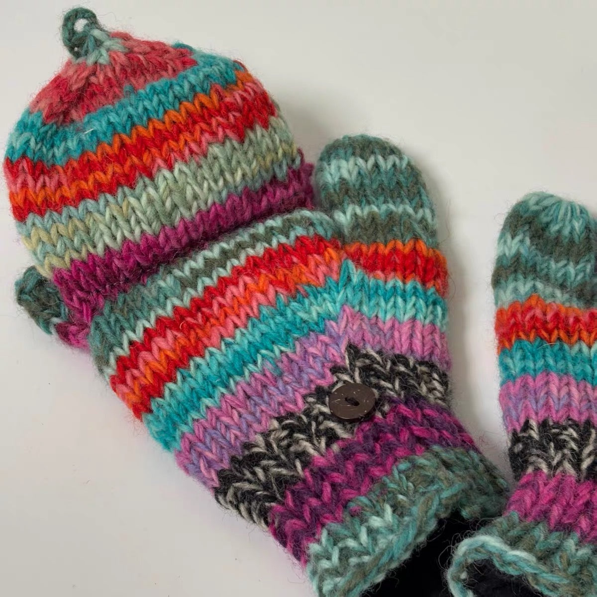Hand Knit Wool Mittens & Gloves – Fleece Lined, One of a Kind, Handmade in Nepal