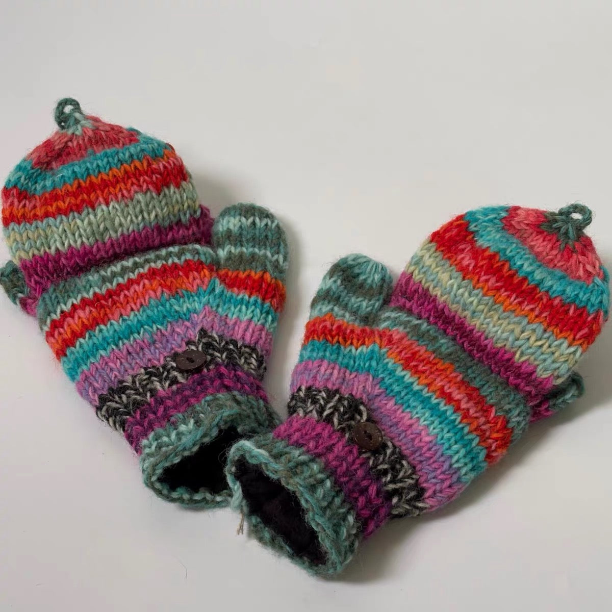 Hand Knit Wool Mittens & Gloves – Fleece Lined, One of a Kind, Handmade in Nepal