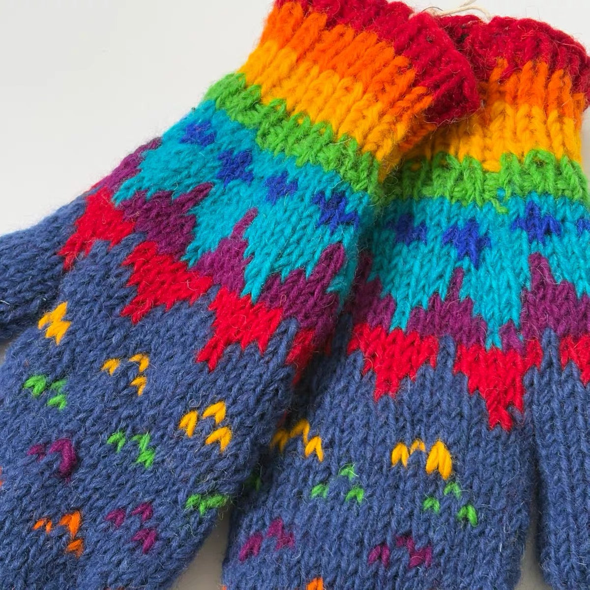 Hand Knit Wool Mittens – Fleece Lined, One of a Kind, Handmade in Nepal