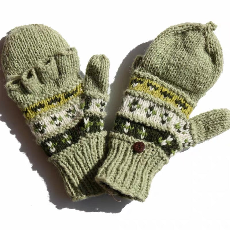 Hand Knit Wool Mittens & Gloves – Fleece Lined, One of a Kind, Handmade in Nepal