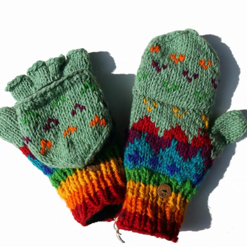 Hand Knit Wool Mittens & Gloves – Fleece Lined, One of a Kind, Handmade in Nepal