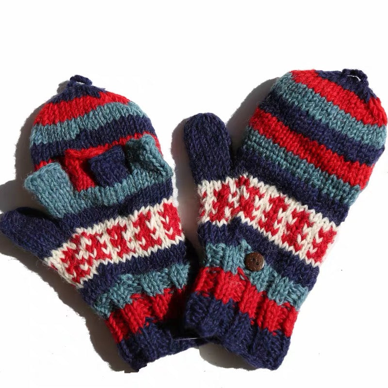 Hand Knit Wool Mittens & Gloves – Fleece Lined, One of a Kind, Handmade in Nepal
