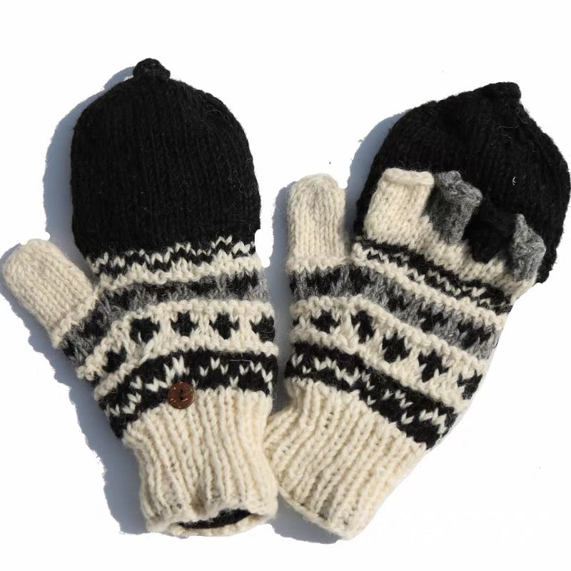 Hand Knit Wool Mittens & Gloves – Fleece Lined, One of a Kind, Handmade in Nepal