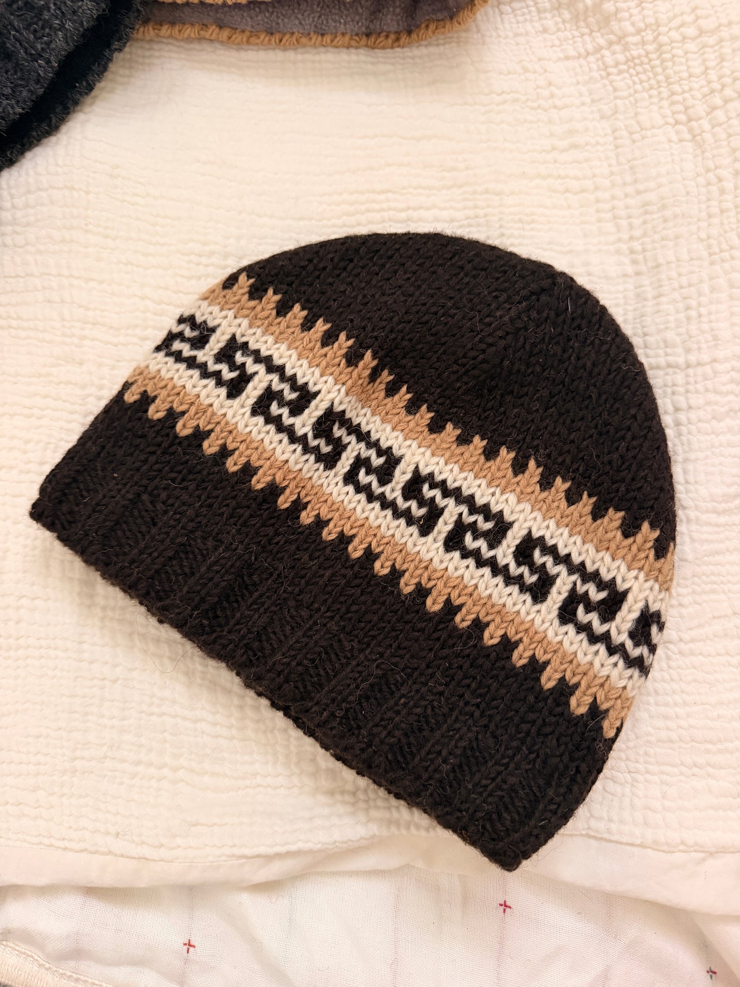 Hand Knit Wool Beanie | Unisex Nepal Wool Hat | Fair Isle Winter Hat | Warm Knit Beanie | Handmade in Nepal