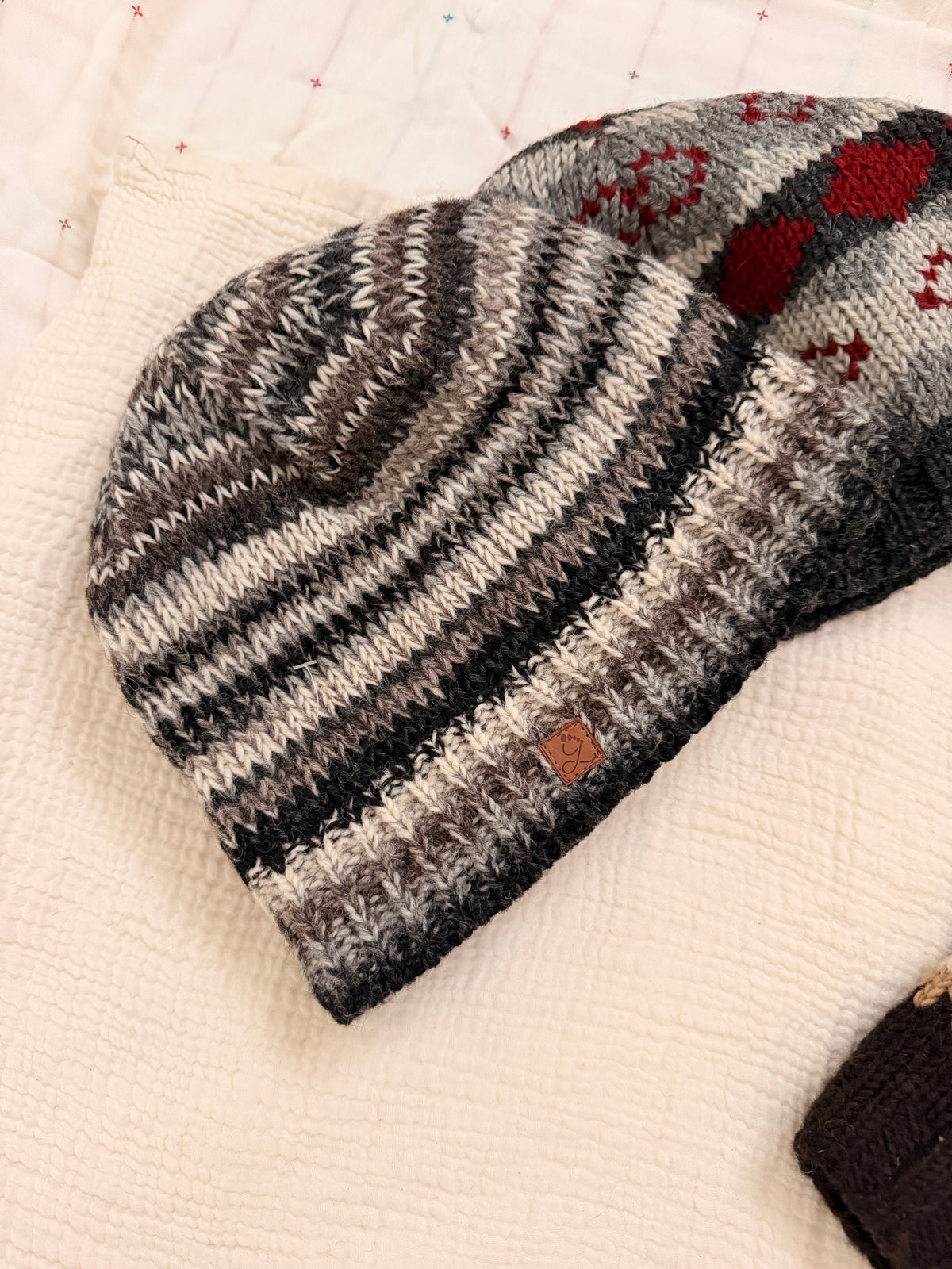 Hand Knit Wool Beanie | Unisex Nepal Wool Hat | Fair Isle Winter Hat | Warm Knit Beanie | Handmade in Nepal