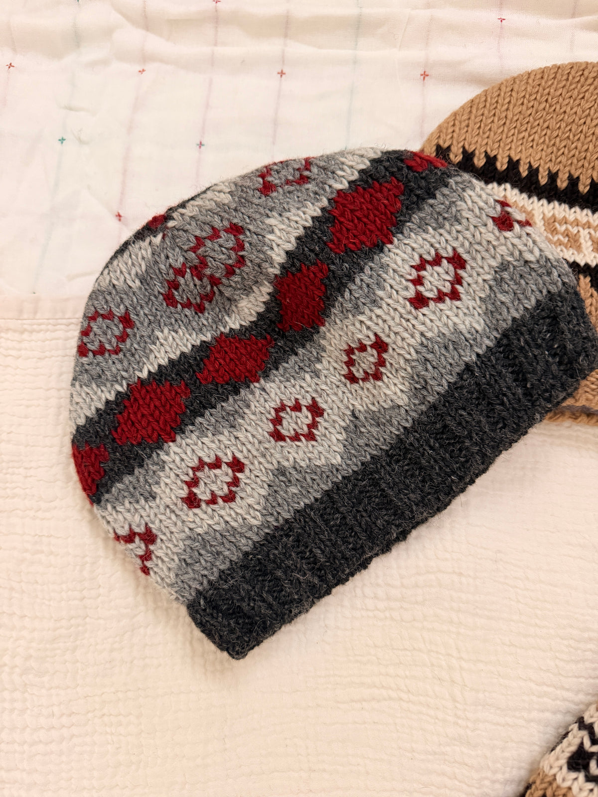 Hand Knit Wool Beanie | Unisex Nepal Wool Hat | Fair Isle Winter Hat | Warm Knit Beanie | Handmade in Nepal