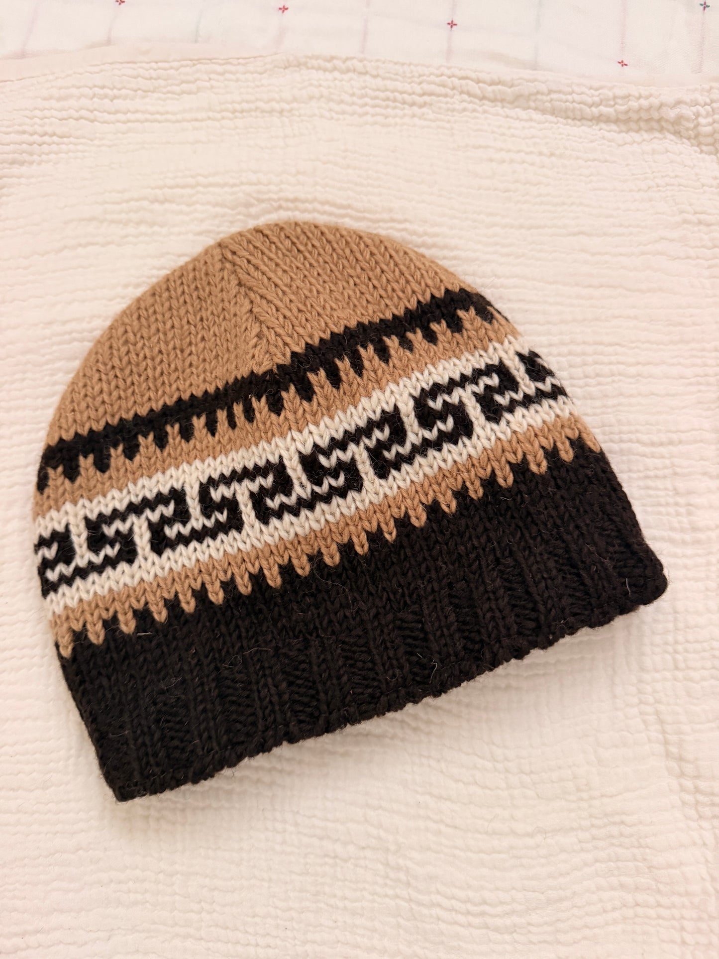 Hand Knit Wool Beanie | Unisex Nepal Wool Hat | Fair Isle Winter Hat | Warm Knit Beanie | Handmade in Nepal