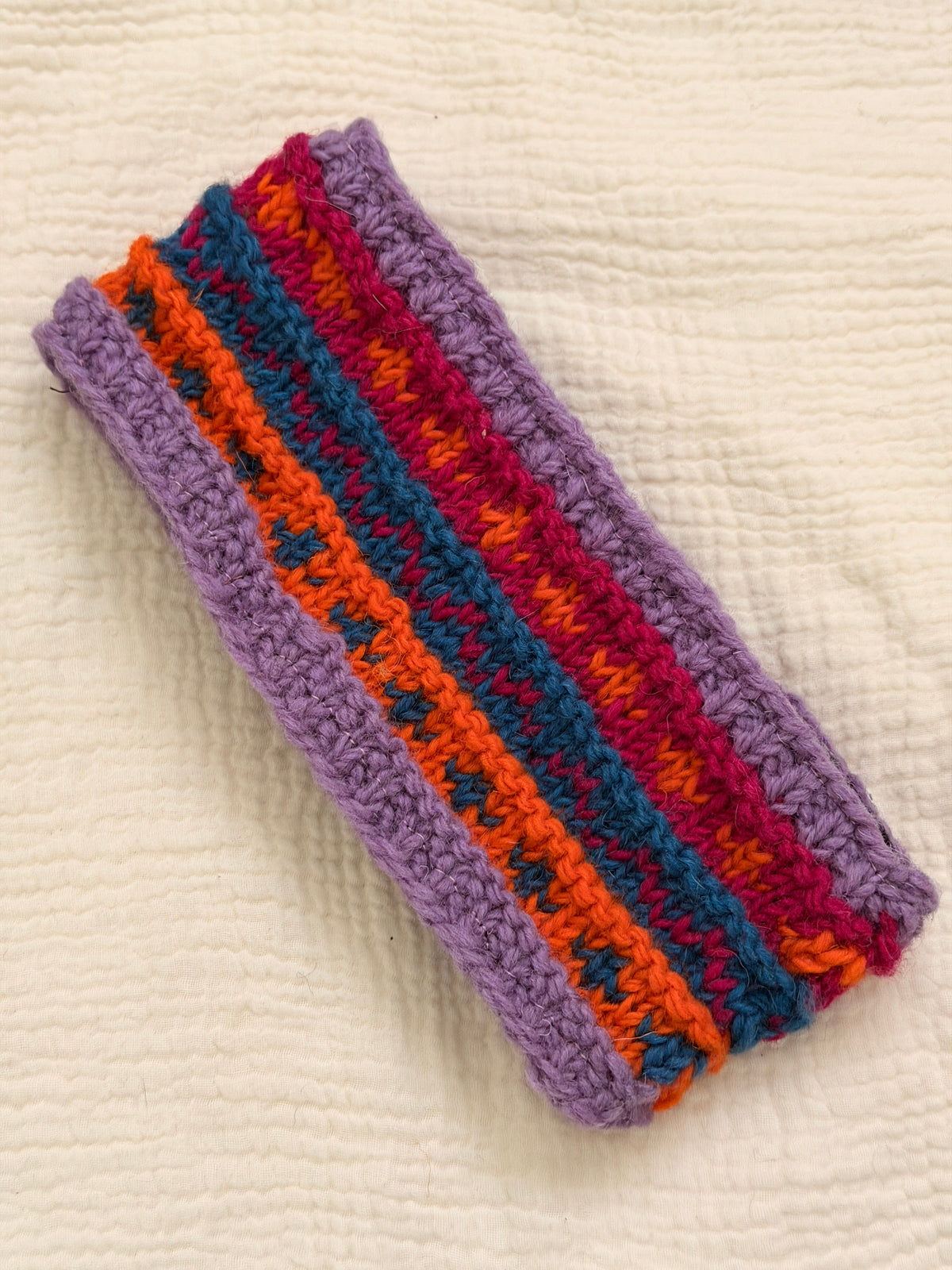 Hand Knit Wool Ear Warmer Headband – Fleece Lined, One of a Kind, Handmade in Nepal
