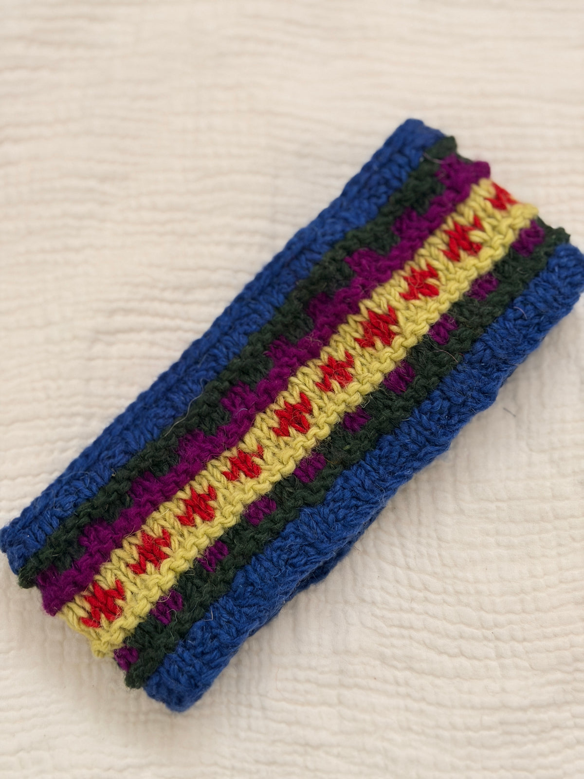 Hand Knit Wool Ear Warmer Headband – Fleece Lined, One of a Kind, Handmade in Nepal