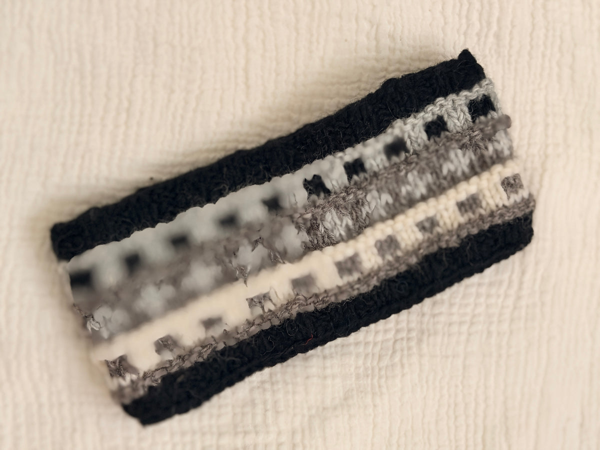 Hand Knit Wool Headband, Fleece Lined Ear Warmer, Colorful Winter Headband, Made in Nepal
