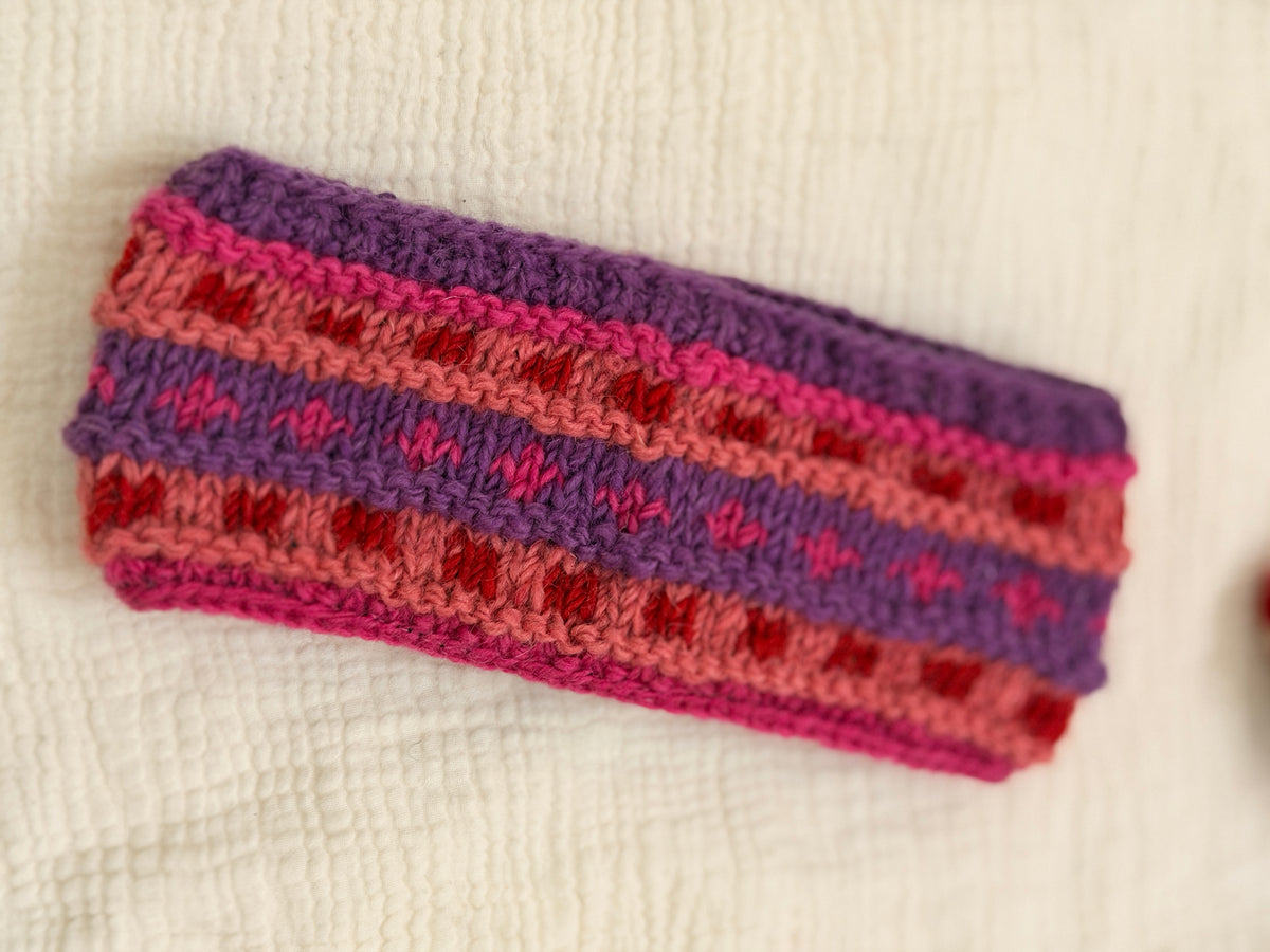 Hand Knit Wool Headband, Fleece Lined Ear Warmer, Colorful Winter Headband, Made in Nepal