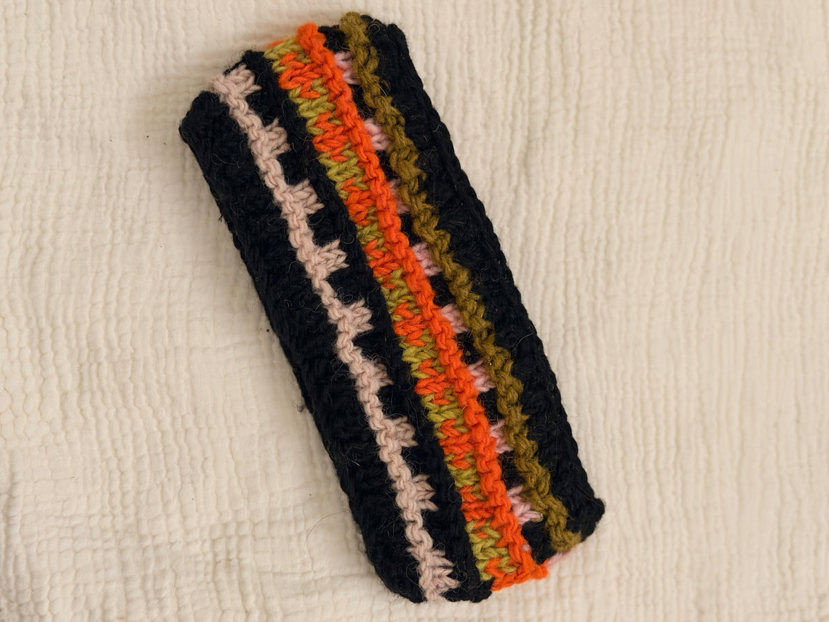 Hand Knit Wool Headband, Fleece Lined Ear Warmer, Colorful Winter Headband, Made in Nepal