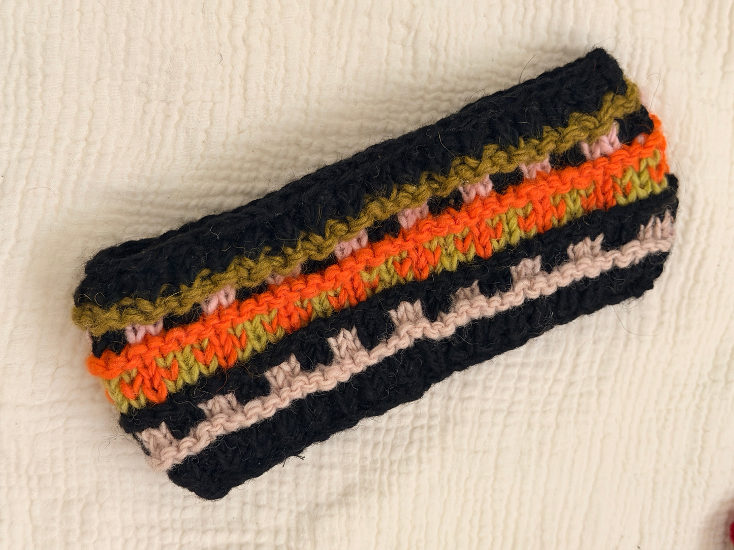 Hand Knit Wool Headband, Fleece Lined Ear Warmer, Colorful Winter Headband, Made in Nepal