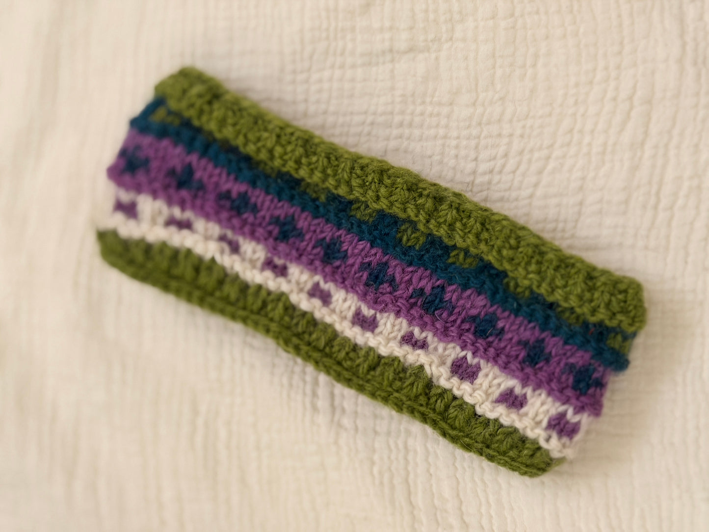 Hand Knit Wool Headband, Fleece Lined Ear Warmer, Colorful Winter Headband, Made in Nepal