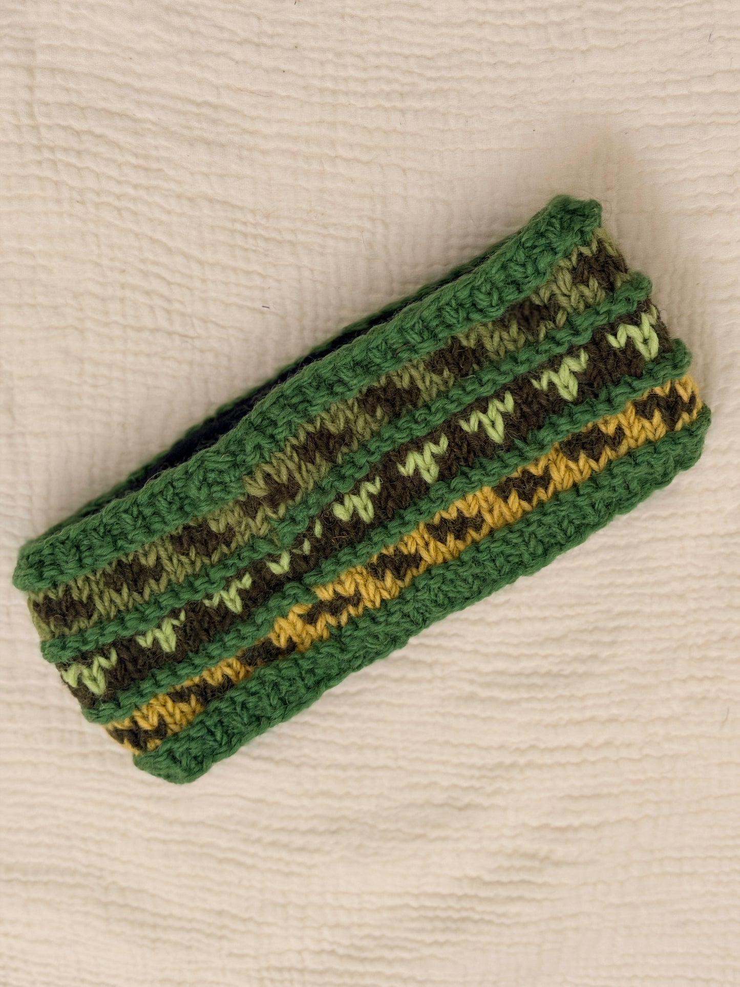 Hand Knit Wool Headband, Fleece Lined Ear Warmer, Colorful Winter Headband, Made in Nepal