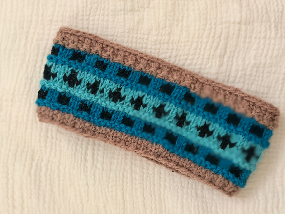 Hand Knit Wool Headband, Fleece Lined Ear Warmer, Colorful Winter Headband, Made in Nepal