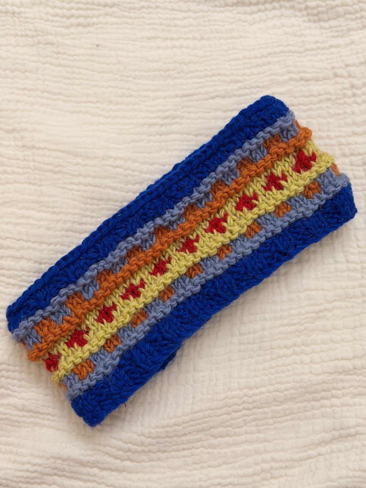 Hand Knit Wool Headband, Fleece Lined Ear Warmer, Colorful Winter Headband, Made in Nepal