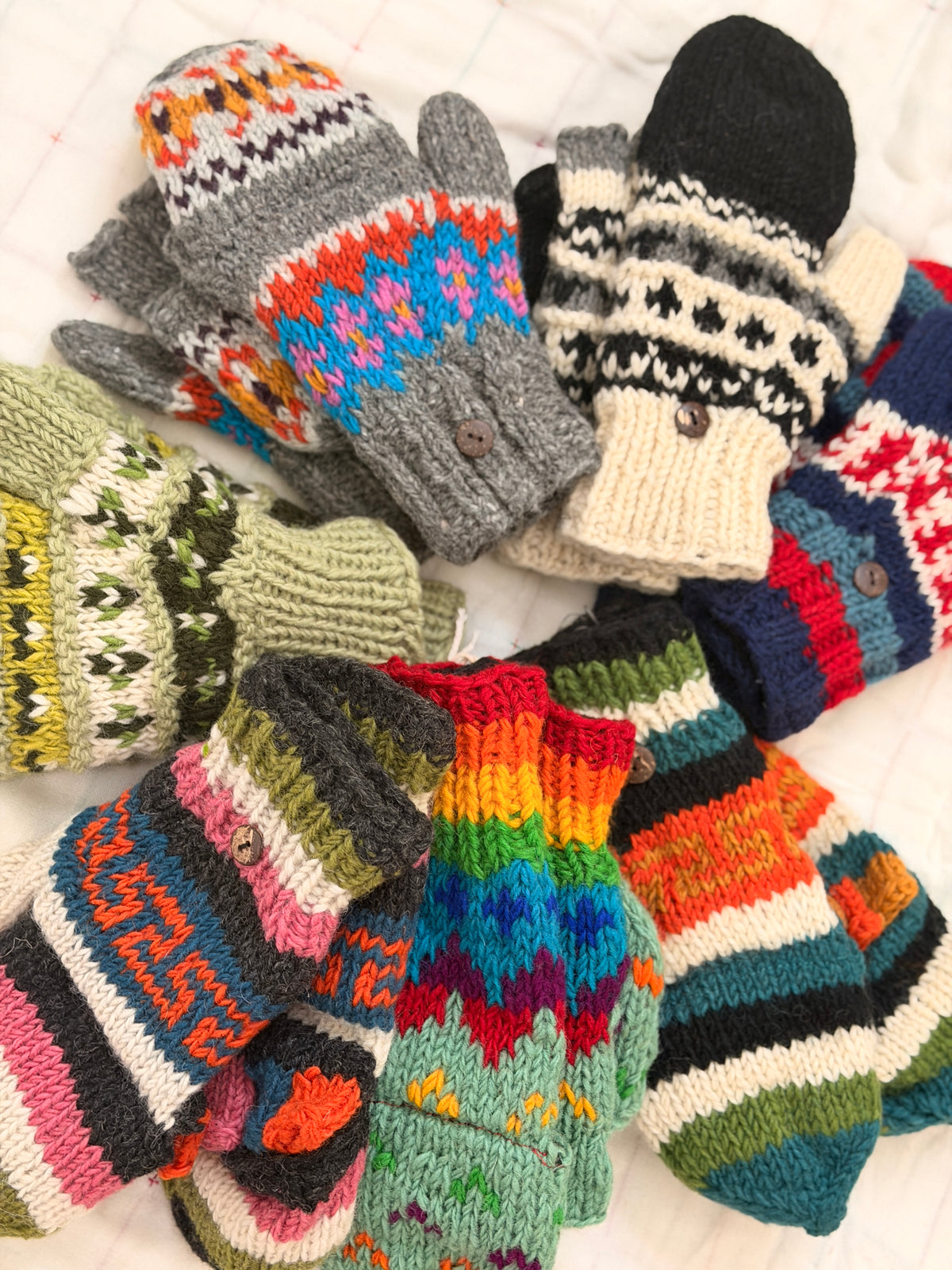 Hand Knit Wool Mittens & Gloves – Fleece Lined, One of a Kind, Handmade in Nepal