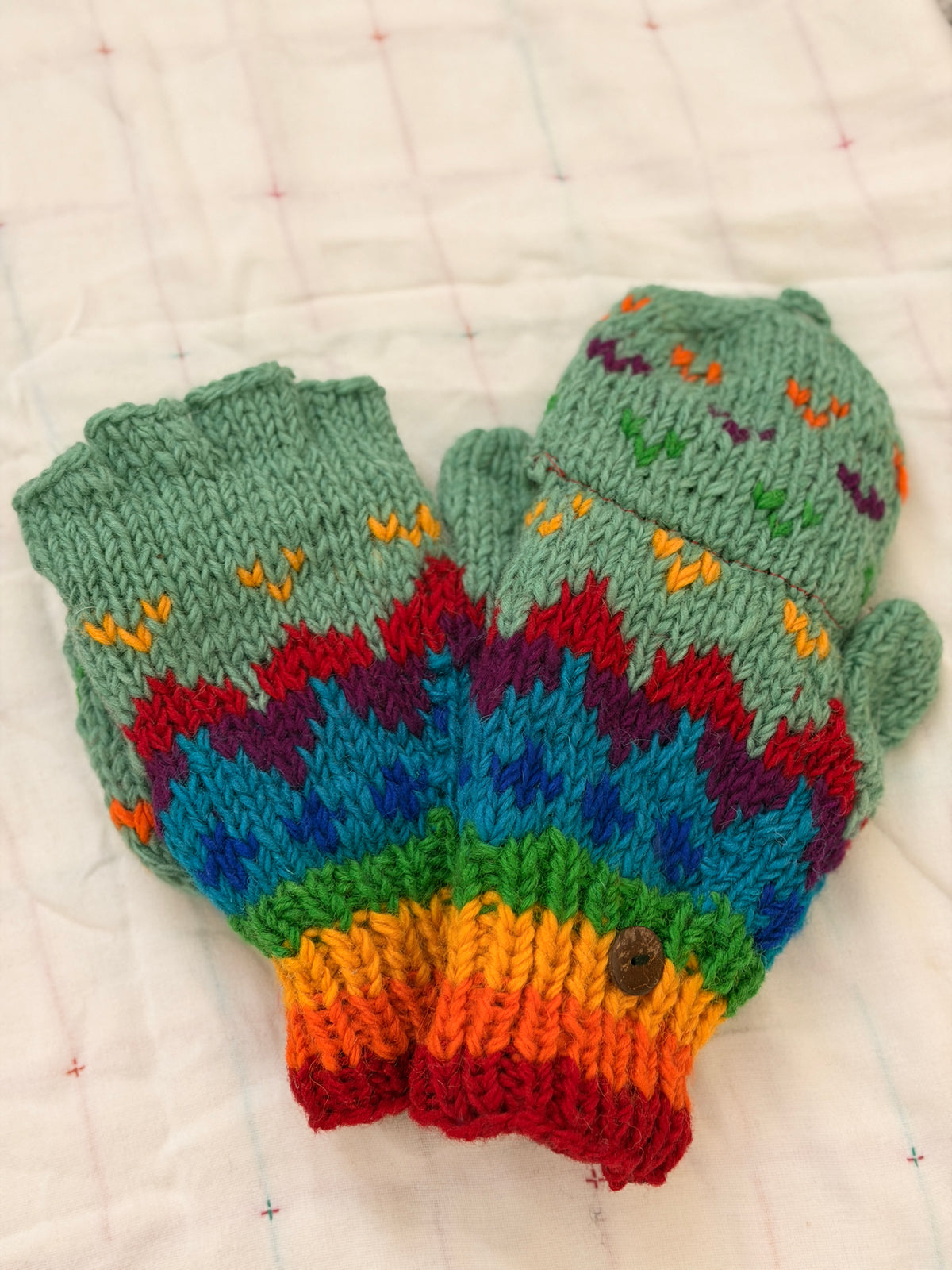 Hand Knit Wool Mittens & Gloves – Fleece Lined, One of a Kind, Handmade in Nepal