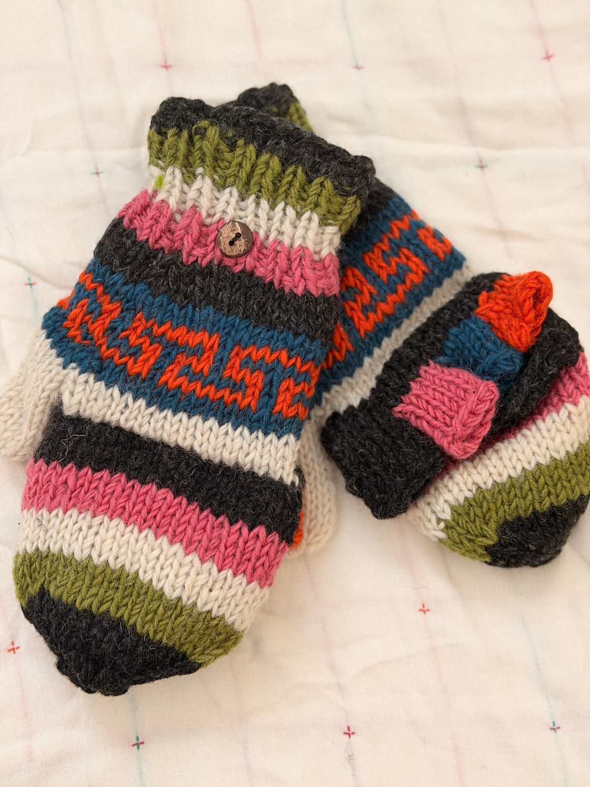 Hand Knit Wool Mittens & Gloves – Fleece Lined, One of a Kind, Handmade in Nepal