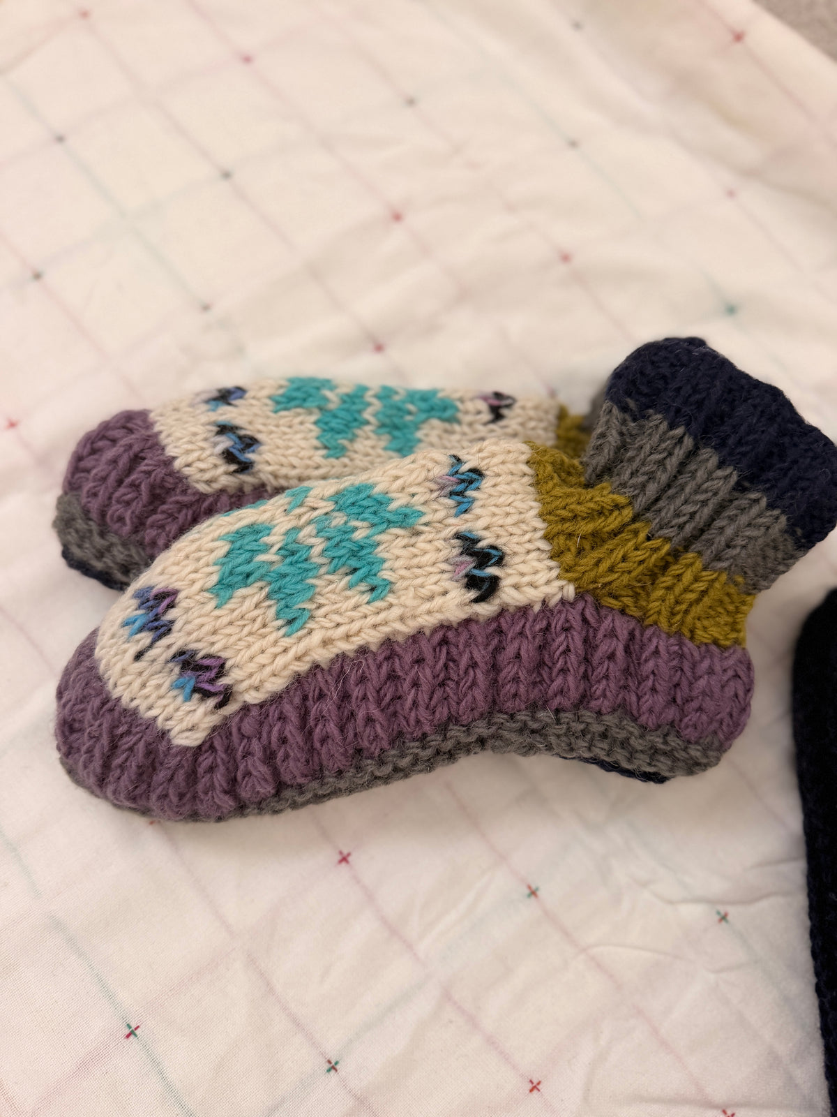 Hand Knit Wool Slippers, Fleece Lined Slipper Socks, Colorful House Slippers, Handmade in Nepal