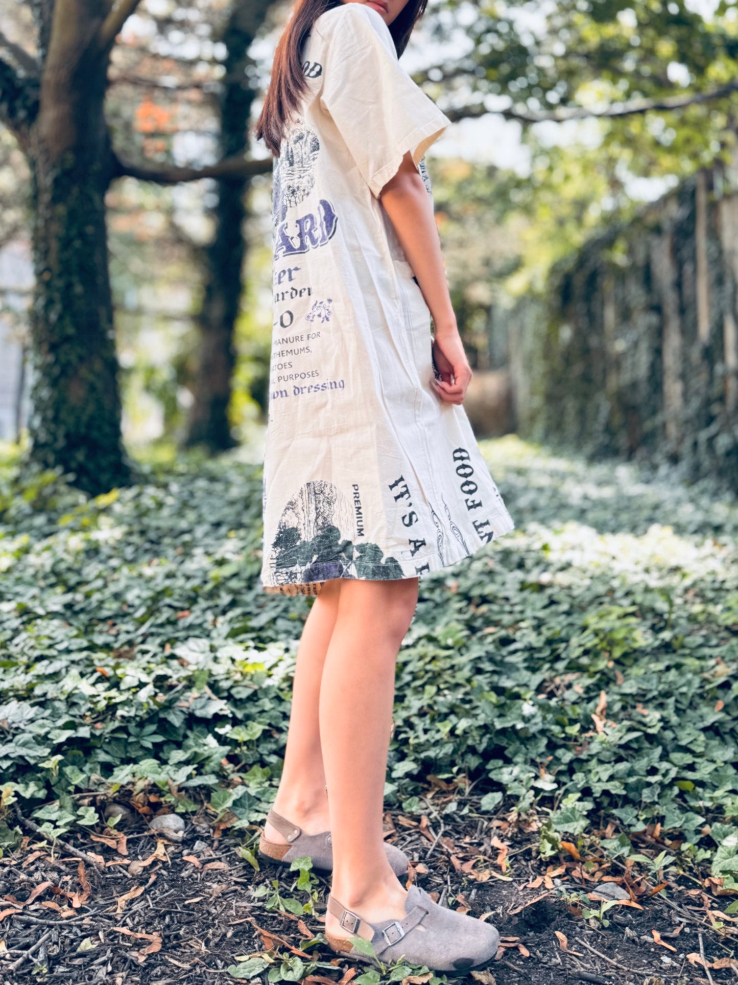 Vintage Vineyard Print Washed Cotton Dress