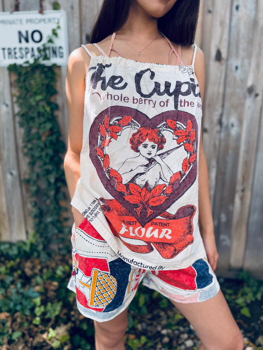 Vintage Cupid Print Washed Cotton Cami