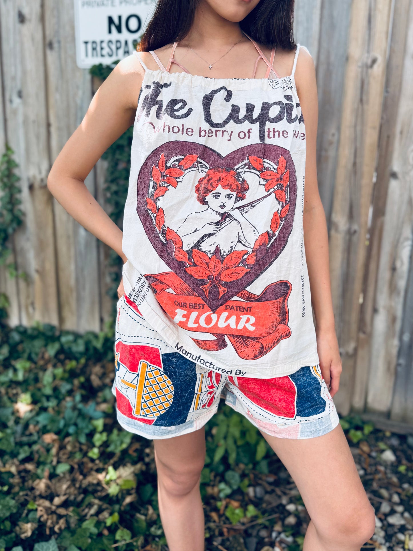 Vintage Patch Print Washed Cotton Shorts – Easy Summer Style