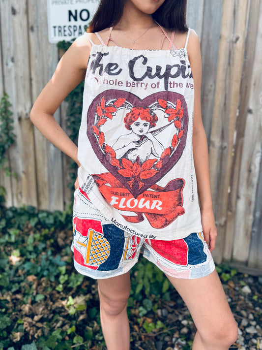 Vintage Cupid Print Washed Cotton Cami