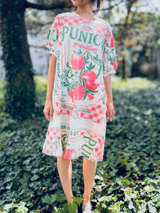 Vintage Pomegranate Print Washed Cotton Dress