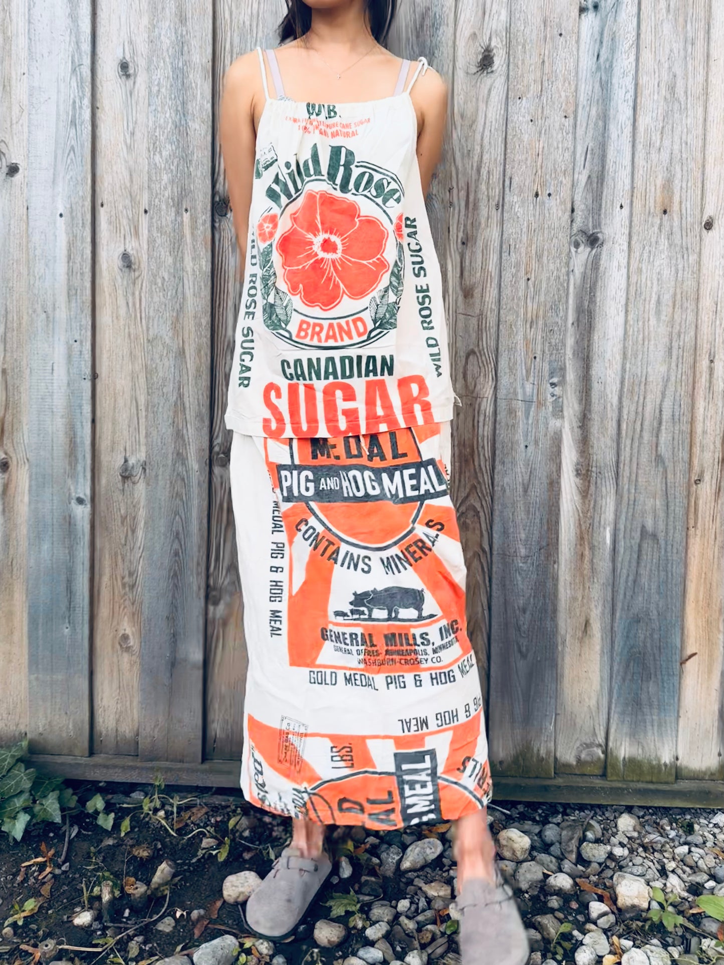 Vintage Wild Rose Print Washed Cotton Cami Top – Adjustable, One Size