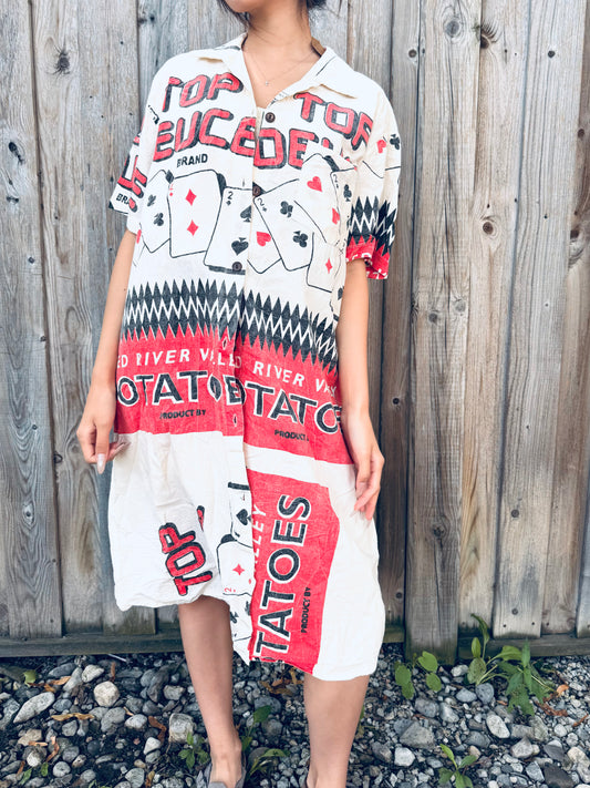 Vintage Print Washed Cotton Shirt‑Dress – Wear Solo or as a Layer