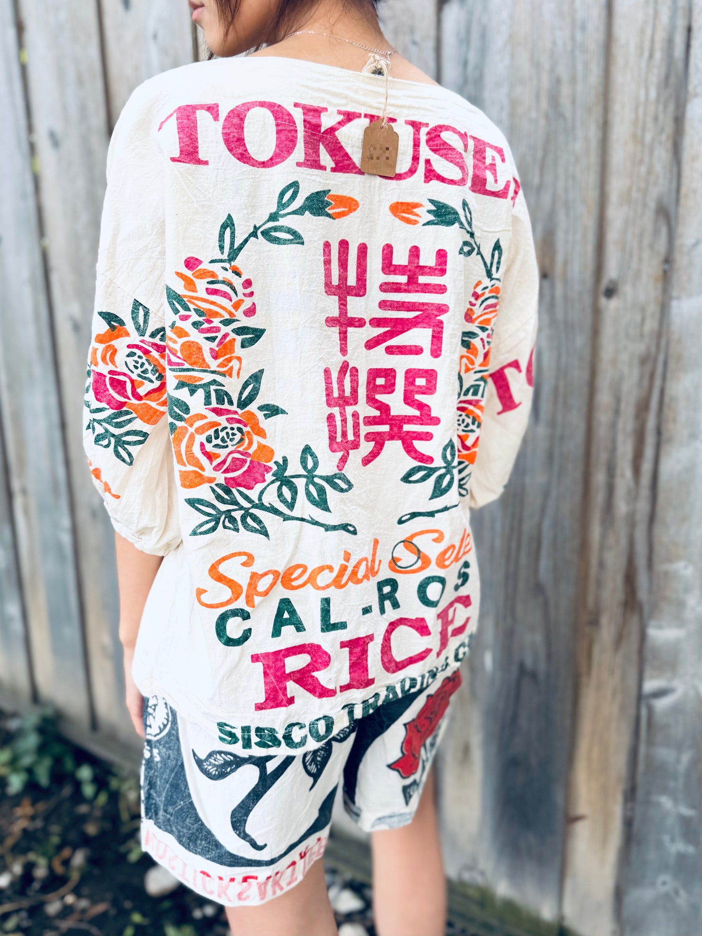 Vintage Sack‑Print Tunic Top – Relaxed Fit