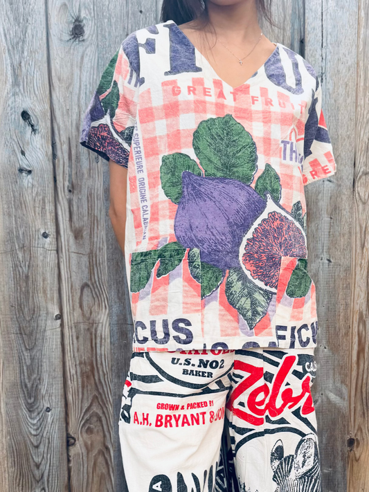 Fig Print Vintage Cotton Top – BoHo Bronte Exclusive