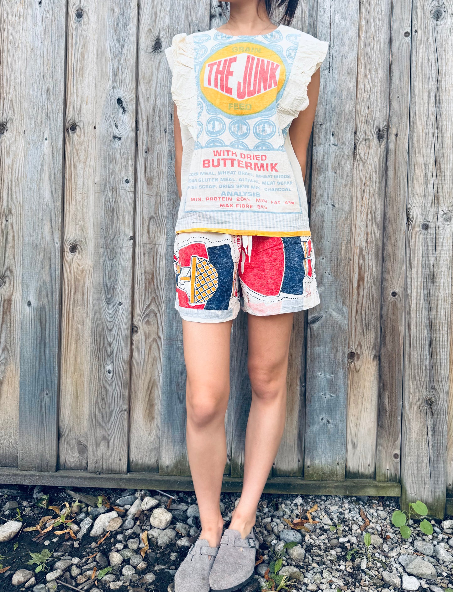 “Junk Feed” Upcycled Ruffle Blouse – Limited Edition