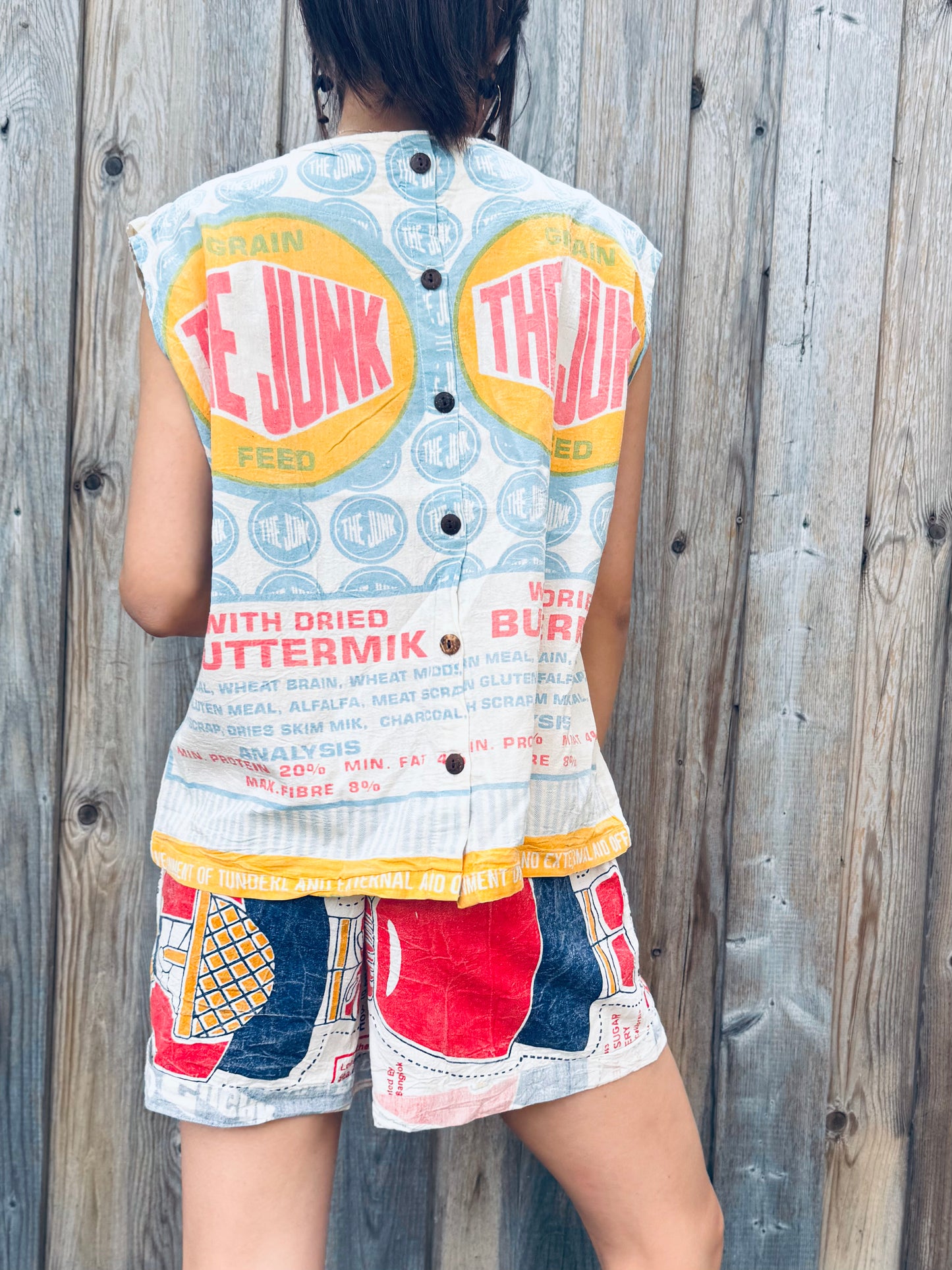 “Junk Feed” Upcycled Ruffle Blouse – Limited Edition