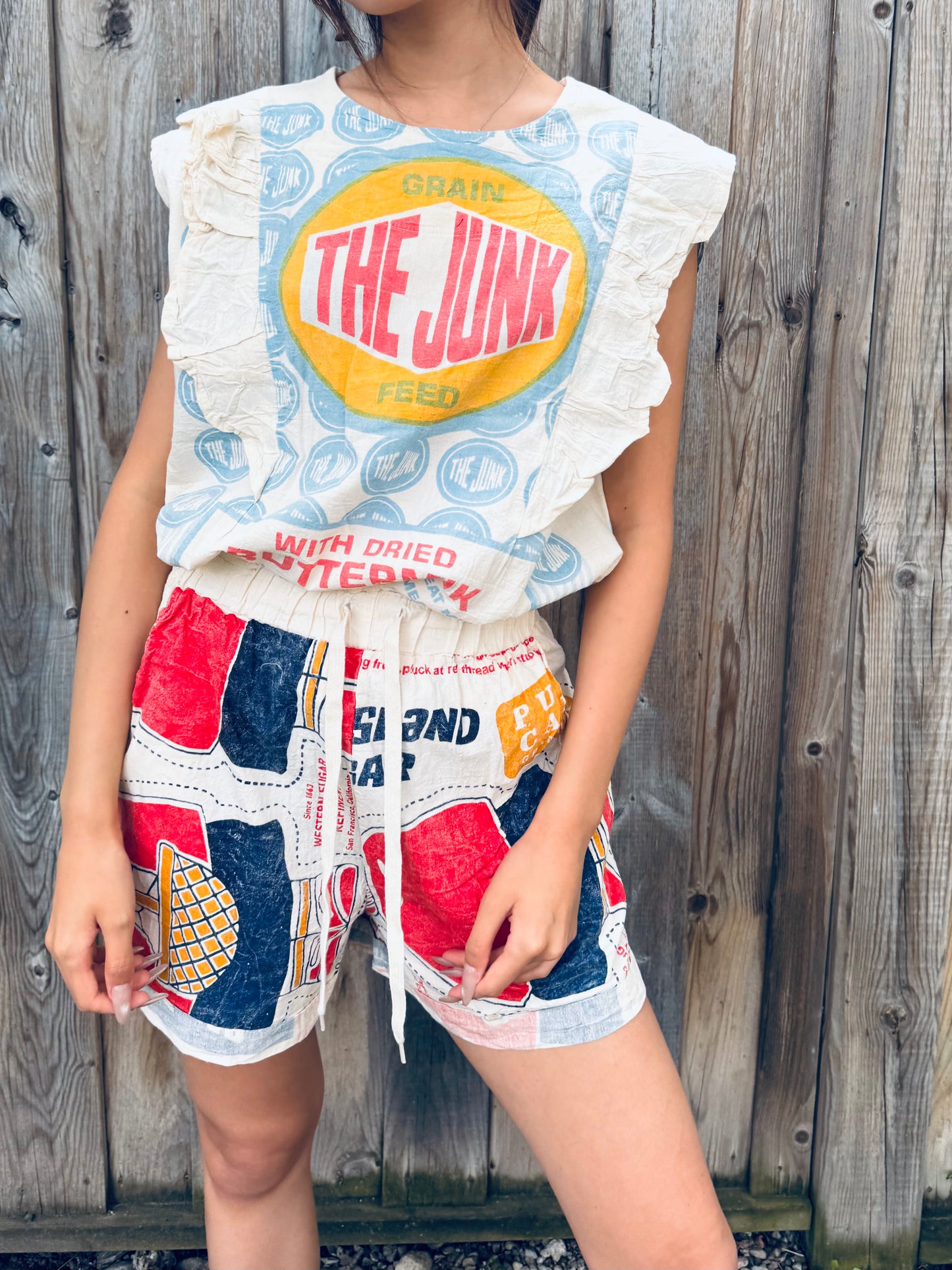 “Junk Feed” Upcycled Ruffle Blouse – Limited Edition