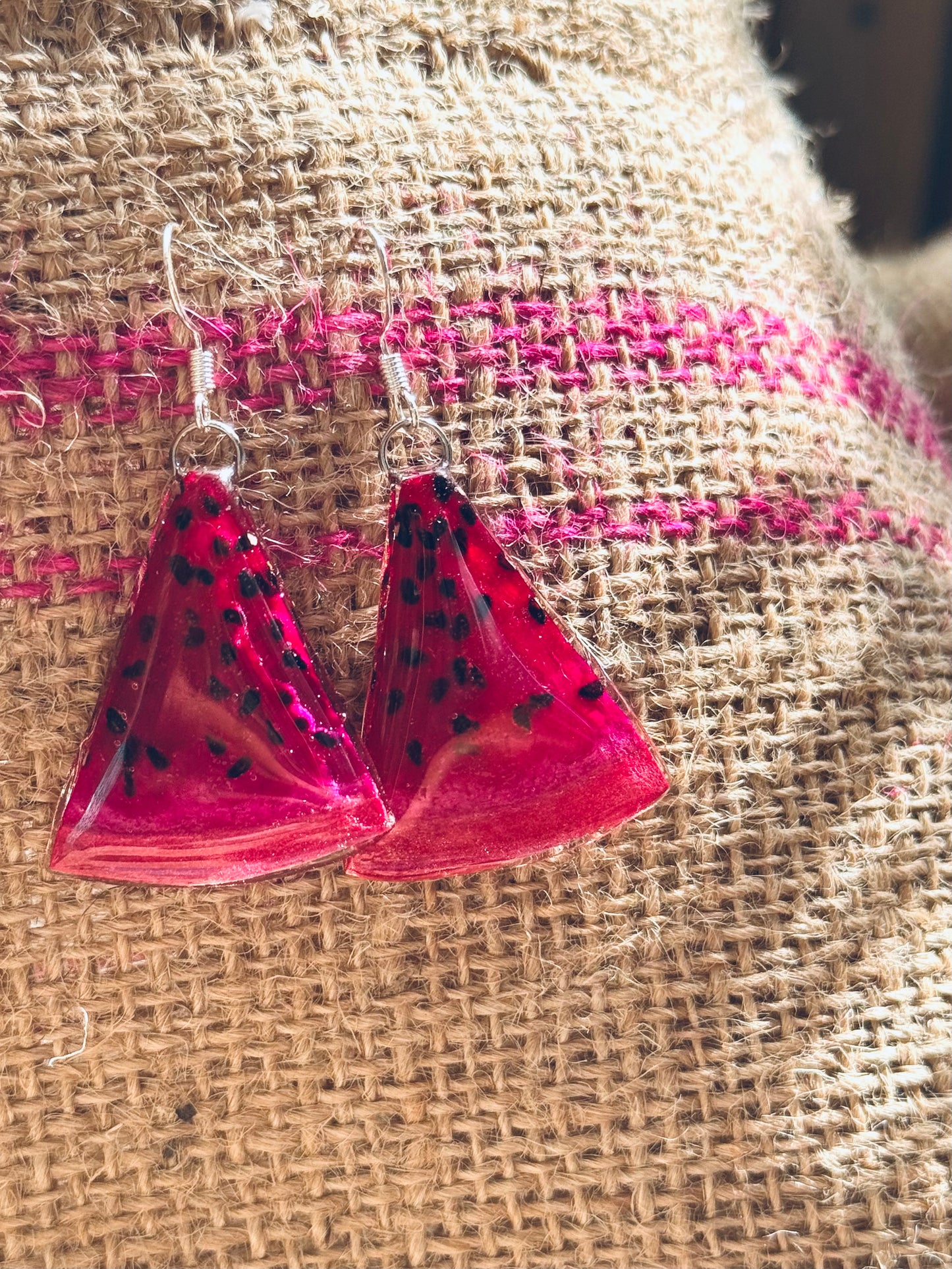 Real Purple Dragon Fruit Slice Earrings – Sterling Silver Hooks