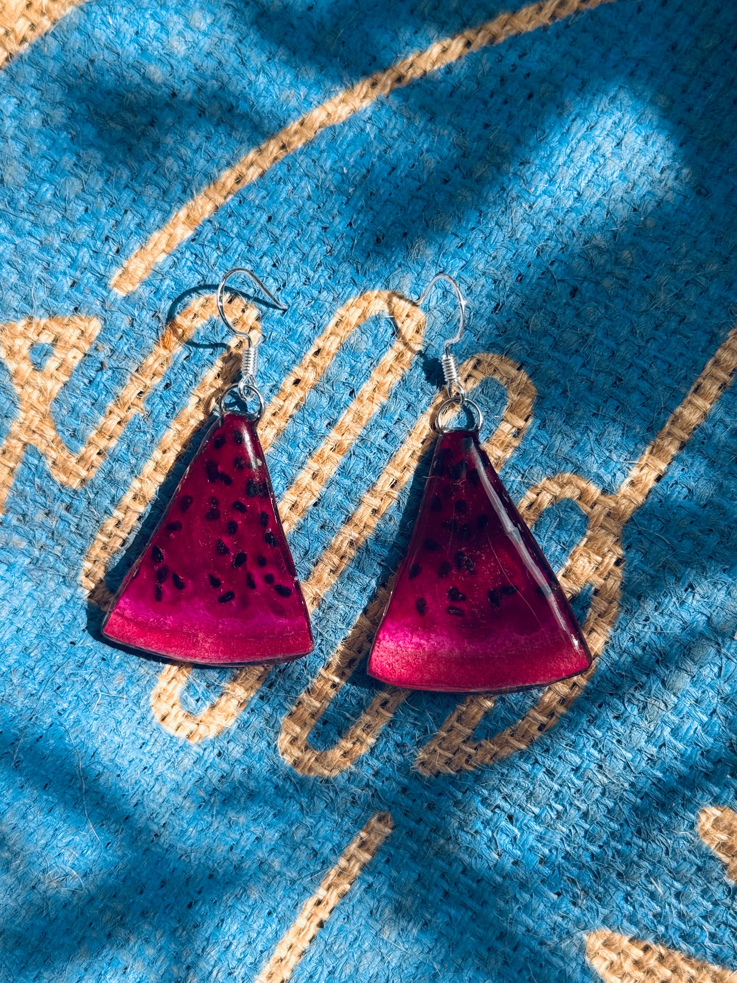 Real Purple Dragon Fruit Slice Earrings – Sterling Silver Hooks