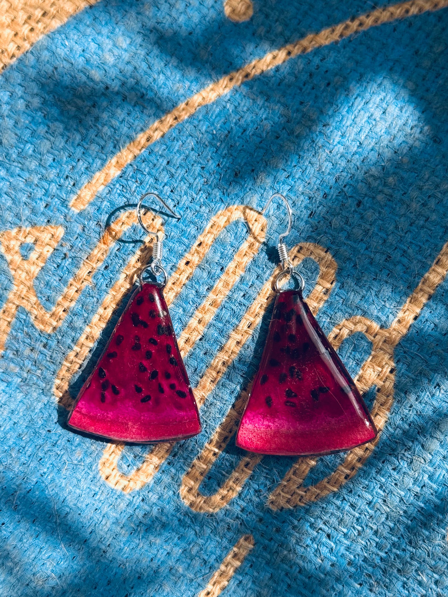 Real Purple Dragon Fruit Slice Earrings – Sterling Silver Hooks