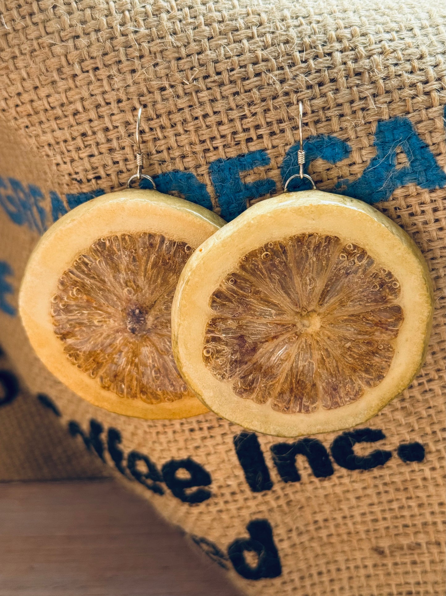 Real Lemon Slice Earrings